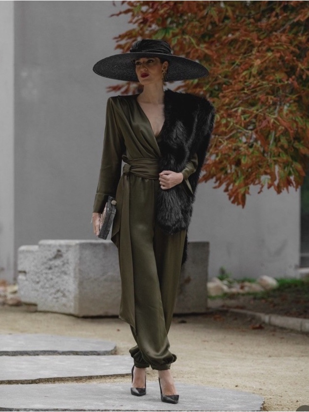 NWT. Zara ZW Collection Dark Khali Satin Effect Long Bloomer Jumpsuit. Size L. - Picture 8 of 15